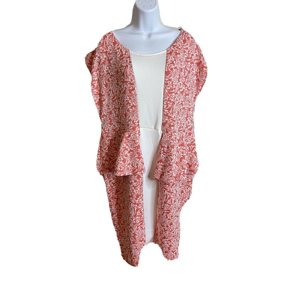 Yummy Plus size 1X coral and white dress